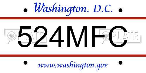 524MFC District Of Columbia License Plate
