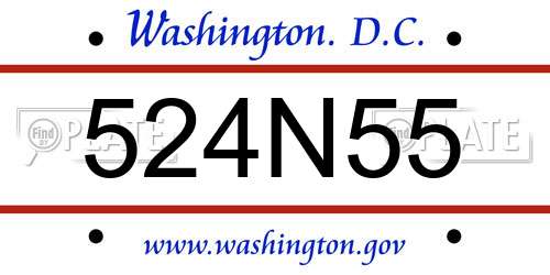 524N55 District Of Columbia License Plate