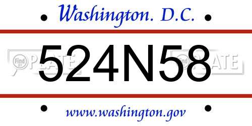 524N58 District Of Columbia License Plate