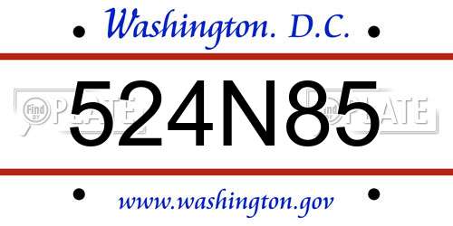 524N85 District Of Columbia License Plate