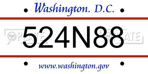 524N88 District Of Columbia License Plate