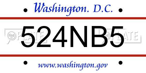 524NB5 District Of Columbia License Plate