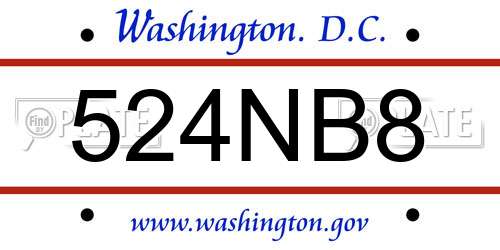 524NB8 District Of Columbia License Plate