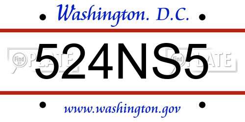 524NS5 District Of Columbia License Plate