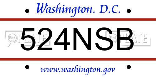 524NSB District Of Columbia License Plate