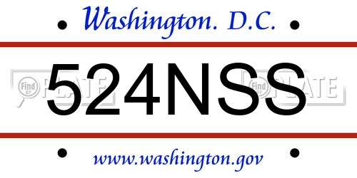 524NSS District Of Columbia License Plate