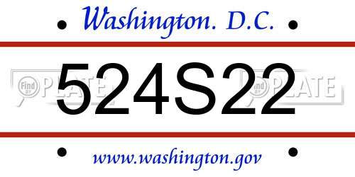 524S22 District Of Columbia License Plate