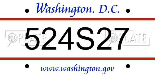 524S27 District Of Columbia License Plate