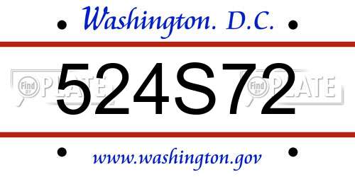 524S72 District Of Columbia License Plate