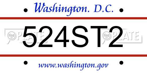 524ST2 District Of Columbia License Plate