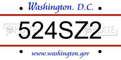 524SZ2 District Of Columbia License Plate