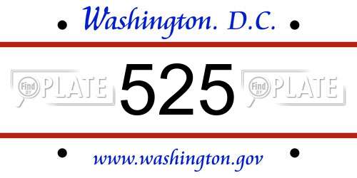 525 District Of Columbia License Plate