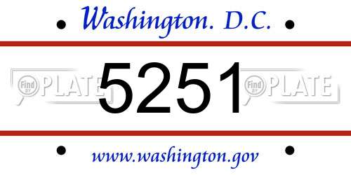 5251 District Of Columbia License Plate
