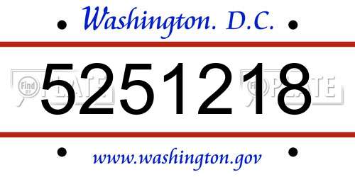 5251218 District Of Columbia License Plate