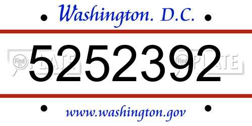 5252392 District Of Columbia License Plate