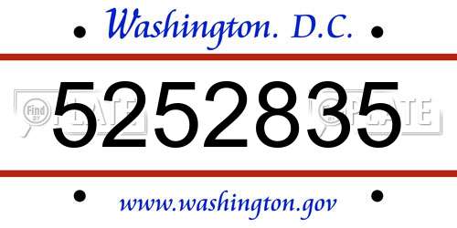 5252835 District Of Columbia License Plate