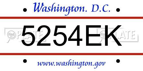 5254EK District Of Columbia License Plate