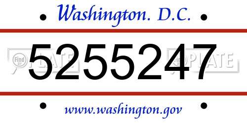 5255247 District Of Columbia License Plate