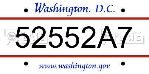 52552A7 District Of Columbia License Plate