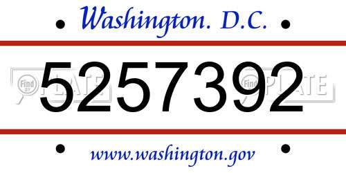 5257392 District Of Columbia License Plate