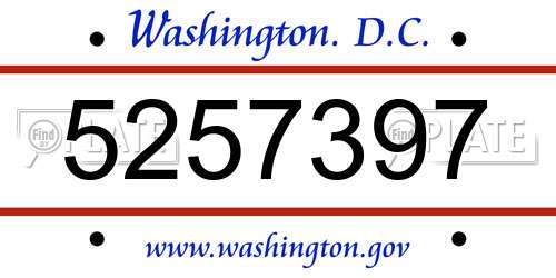 5257397 District Of Columbia License Plate