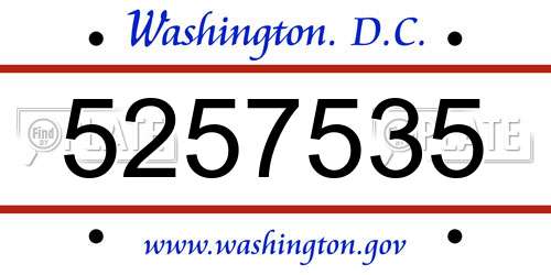 5257535 District Of Columbia License Plate
