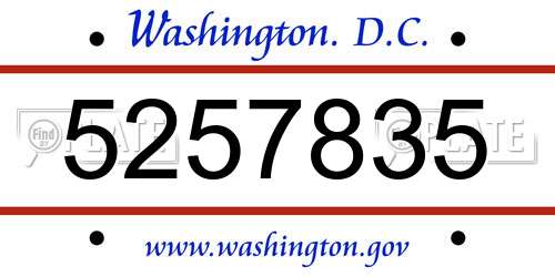 5257835 District Of Columbia License Plate