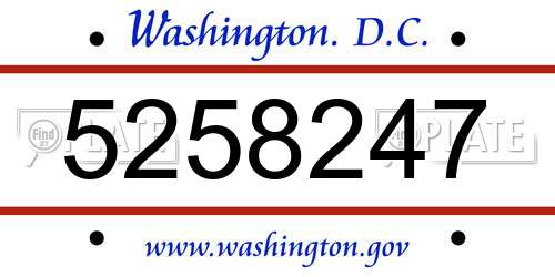 5258247 District Of Columbia License Plate
