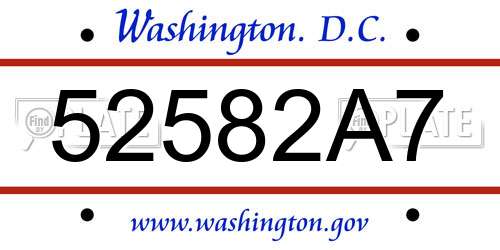 52582A7 District Of Columbia License Plate