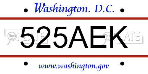 525AEK District Of Columbia License Plate