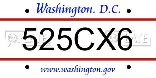 525CX6 District Of Columbia License Plate