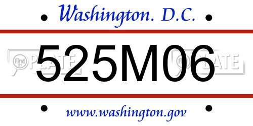 525M06 District Of Columbia License Plate