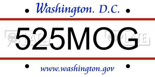 525MOG District Of Columbia License Plate