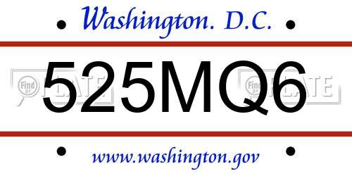 525MQ6 District Of Columbia License Plate