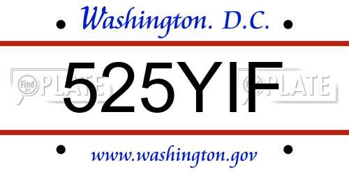 525YIF District Of Columbia License Plate