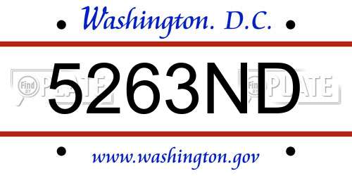 5263ND District Of Columbia License Plate