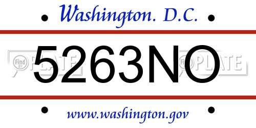 5263NO District Of Columbia License Plate