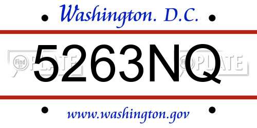 5263NQ District Of Columbia License Plate