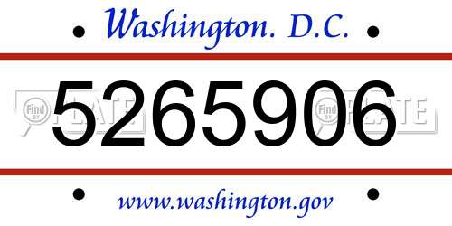 5265906 District Of Columbia License Plate