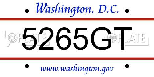 5265GT District Of Columbia License Plate
