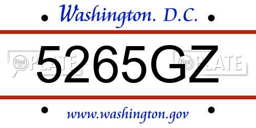 5265GZ District Of Columbia License Plate
