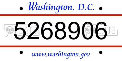 5268906 District Of Columbia License Plate