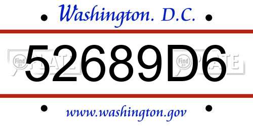 52689D6 District Of Columbia License Plate