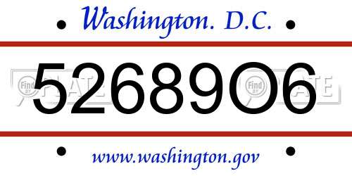 52689O6 District Of Columbia License Plate