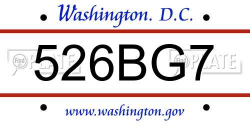 526BG7 District Of Columbia License Plate