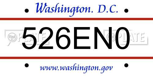526EN0 District Of Columbia License Plate