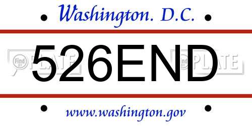 526END District Of Columbia License Plate