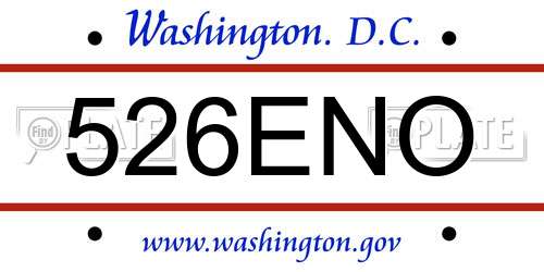 526ENO District Of Columbia License Plate