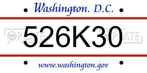 526K30 District Of Columbia License Plate