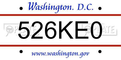 526KE0 District Of Columbia License Plate